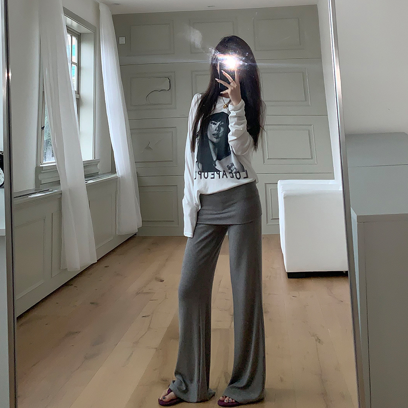 橘子树在哪儿慵懒翻边微喇休闲裤