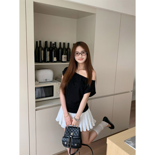 橘子树在哪儿韩系斜肩短袖t恤女