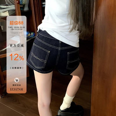 橘子树在哪儿复古明线牛仔短裤女