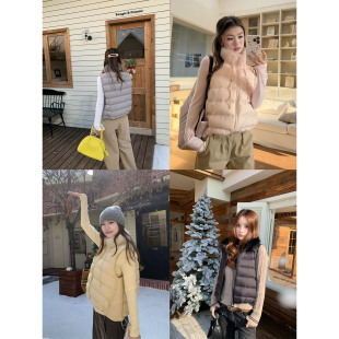 橘子树在哪儿韩系毛领羽绒马甲外套女冬保暖叠穿显瘦百搭无袖马夹