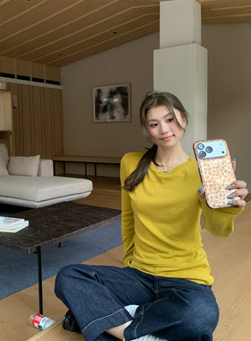 橘子树在哪儿韩系圆领长袖t恤女