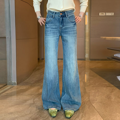 橘子树在哪儿美式蓝色微喇牛仔裤