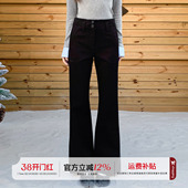 子 女冬设计感简约弹力直筒显瘦裤 橘子树在哪儿黑色高腰双扣西装 裤