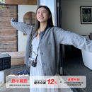 宽松显瘦百搭短款 款 毛衣外套 女秋季 橘子树在哪儿韩系灰色针织开衫