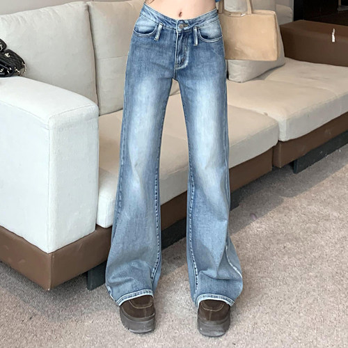 橘子树在哪儿复古水洗微喇牛仔裤