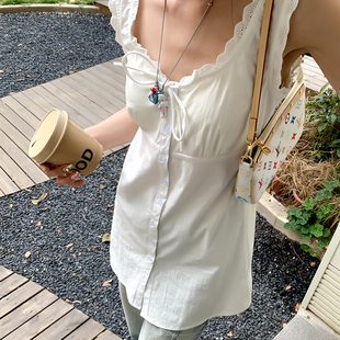 设计感显瘦百搭吊带上衣 橘子树在哪儿纯欲蕾丝边绑带背心裙女夏季