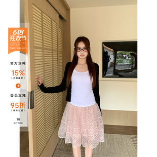 橘子树在哪儿韩系波点半身裙女夏季温柔风遮肉显瘦松紧腰蓬蓬纱裙