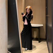 橘子树在哪儿韩系抽绳半身裙女春秋款 裙子 直筒遮胯显瘦松紧腰长款