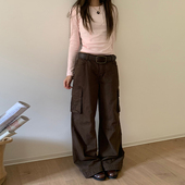 设计感提臀阔腿显瘦大口袋裤 橘子树在哪儿美式 女秋季 裤 子 复古工装