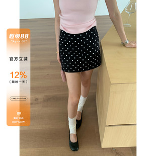 橘子树在哪儿韩系黑色波点半身裙女夏设计感遮肉显瘦气质a字短裙