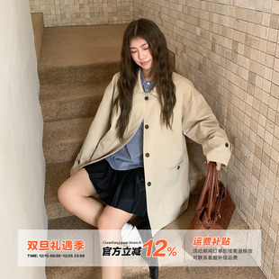 上衣 橘子树在哪儿复古风衣外套女秋纯棉高级感外搭中款 5折款