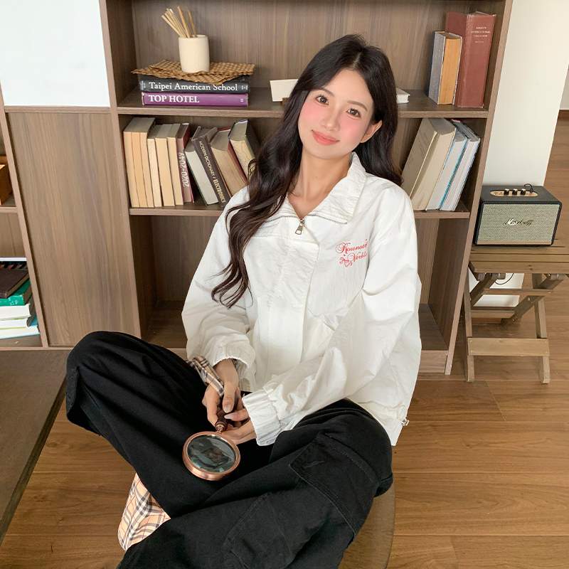 橘子树在哪儿字母刺绣立领外套女