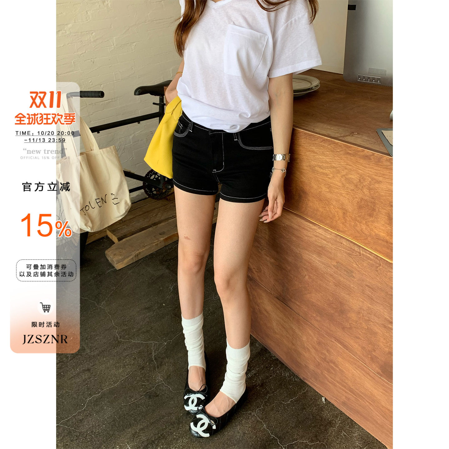 橘子树在哪儿复古明线牛仔短裤女夏季设计感辣妹女团直筒显瘦热裤