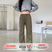 女秋显瘦百搭抽绳裤 子 复古工装 休闲裤 清仓价 橘子树在哪儿美式