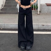 女春秋高级感垂感宽松拖地裤 橘子树在哪儿黑色低腰休闲喇叭西装 裤