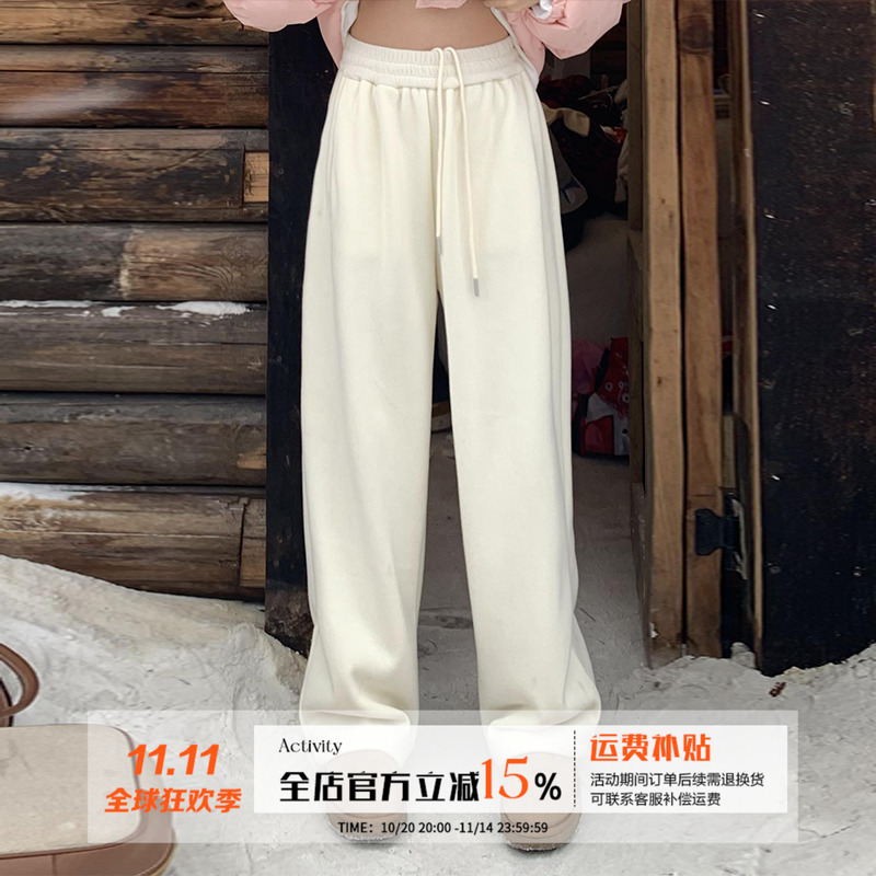 橘子树在哪儿抽绳加绒休闲卫裤