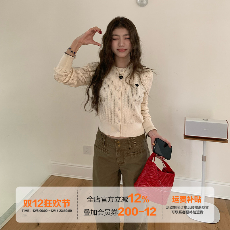 橘子树在哪儿韩系爱心针织开衫女