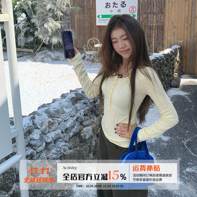 橘子树在哪儿韩系亨利领长袖t恤