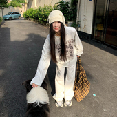 设计感情侣显瘦百搭上衣 t恤女秋季 橘子树在哪儿美式 复古印花长袖