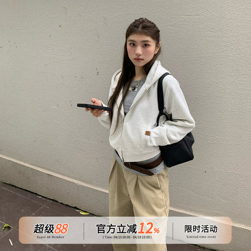 橘子树在哪儿短款连帽卫衣外套女