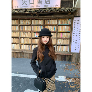 橘子树在哪儿复古毛呢立领短外套女冬高级感收腰显瘦正肩呢子大衣