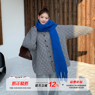 复古格子棉服女秋冬夹棉保暖宽松外套 橘子树在哪儿美式 5折款