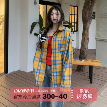 橘子树在哪儿美式 外套女春夏宽松慵懒风防晒情侣上衣 复古格子衬衫