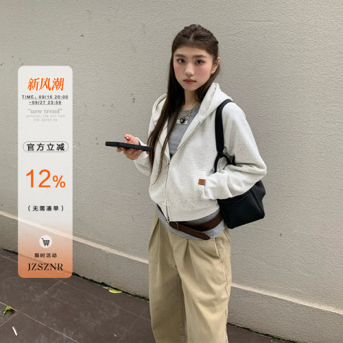 橘子树在哪儿短款连帽卫衣外套女