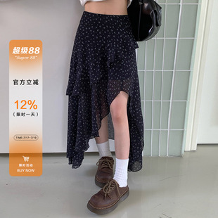 橘子树在哪儿不规则碎花半身裙女夏季设计感小众法式显瘦百搭裙子