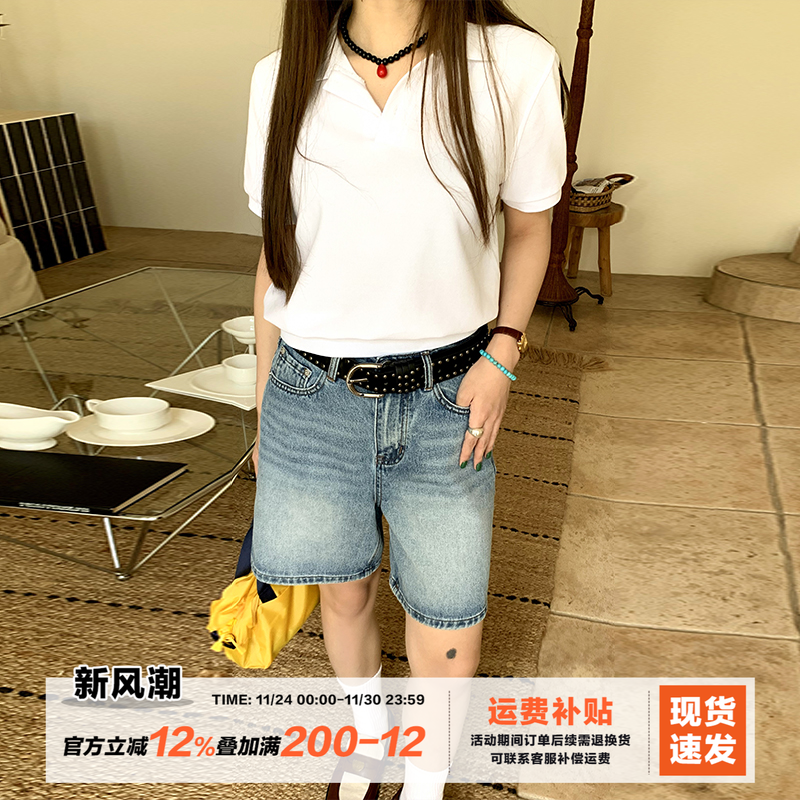 橘子树在哪儿美式复古牛仔五分裤