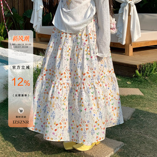 橘子树在哪儿韩系碎花半身裙女夏季高腰宽松显瘦气质a字大摆裙子