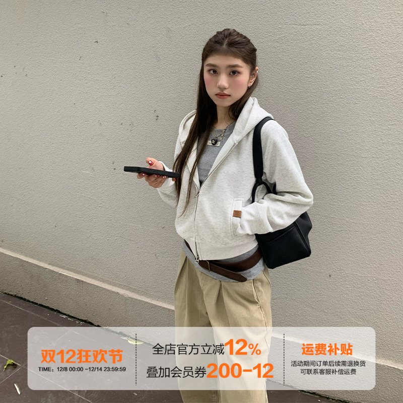 橘子树在哪儿短款连帽卫衣外套女