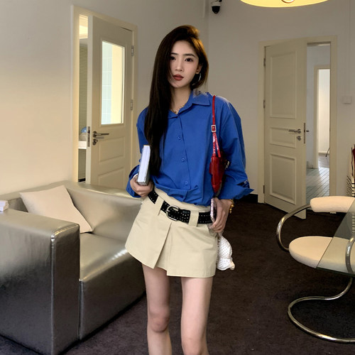 橘子树在哪儿韩系polo领蓝色衬衫