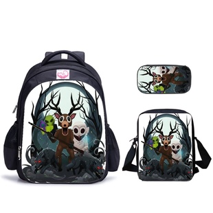 the forest系列卡通印花 三件套 挎包 书包 笔袋 nights