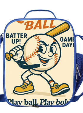 元气棒球小子 Batter Up 标语牛津防水材质防漏隔热耐磨抗污餐包