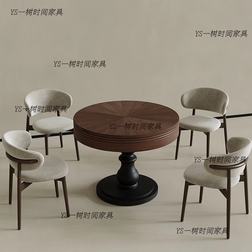 法式复古小户型伸缩圆桌尺寸款式可定制功能变径圆桌