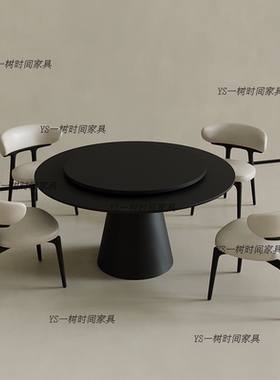 复古黑色伸缩旋转变形圆桌1.5米可定制变径家用小户型饭桌
