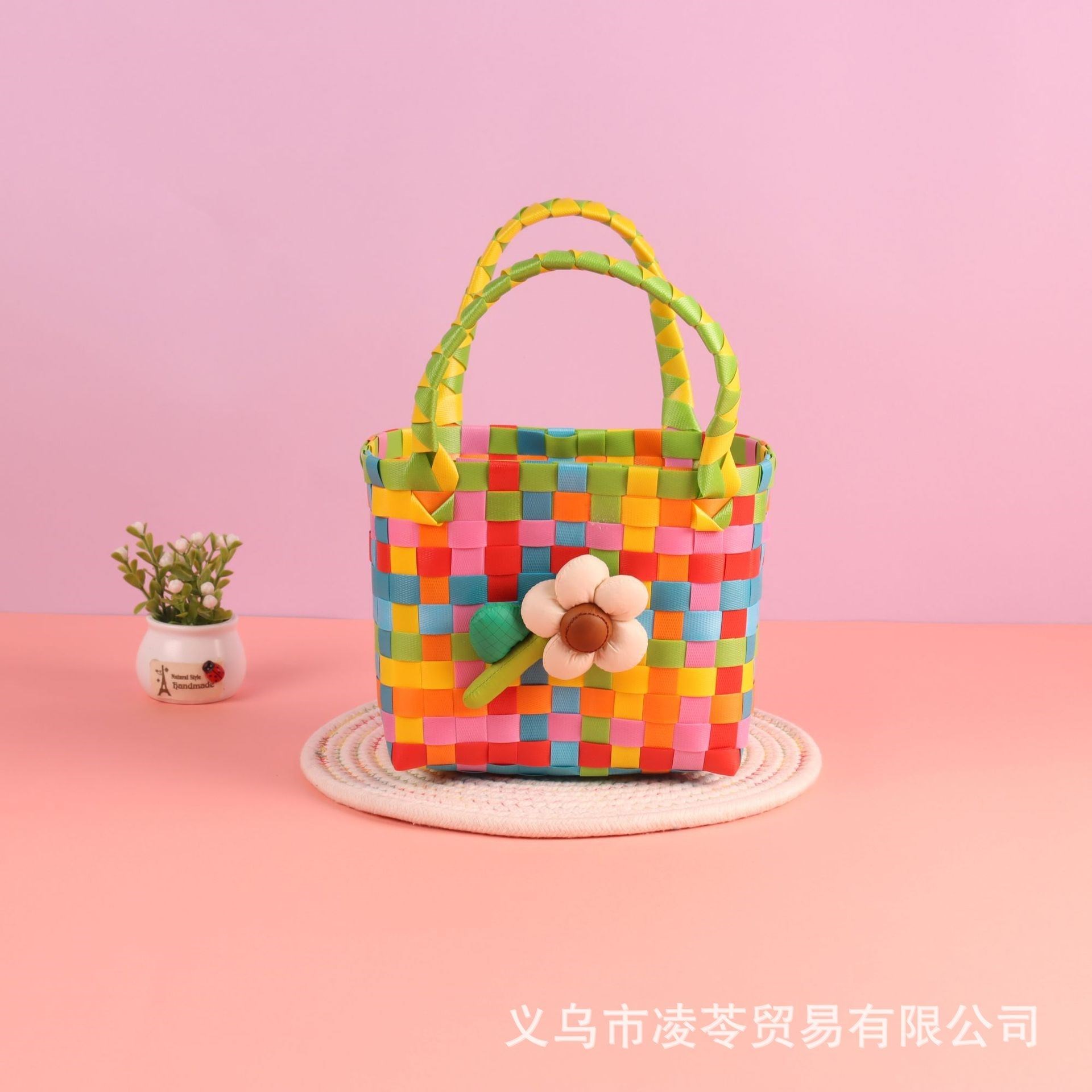 母亲节礼物实用送妈妈手工diy竹篮包材料包手提篮子托特包编织包