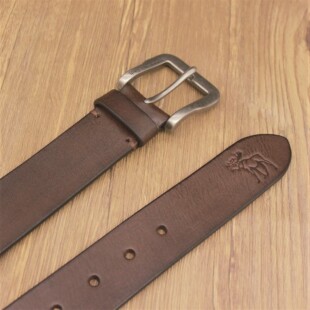 男士 带皮带 真皮外贸AF小鹿腰带针扣头层牛皮休闲青年光面牛仔裤