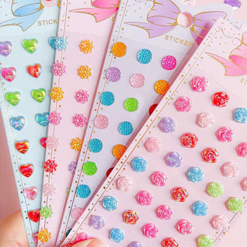 幻彩爱心珍珠水晶钻石宝石贴画