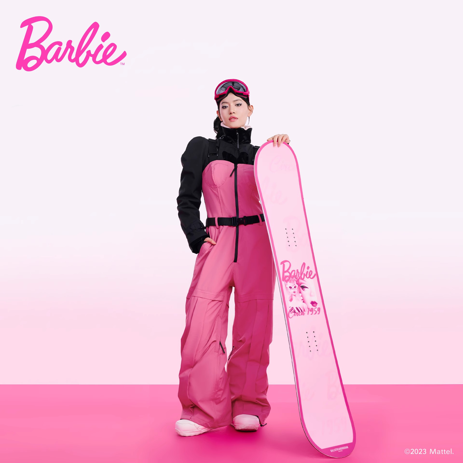 [Crazy-X 雪具]BCG芭比限定合作款滑雪服女泡泡袖上衣收腰背带裤