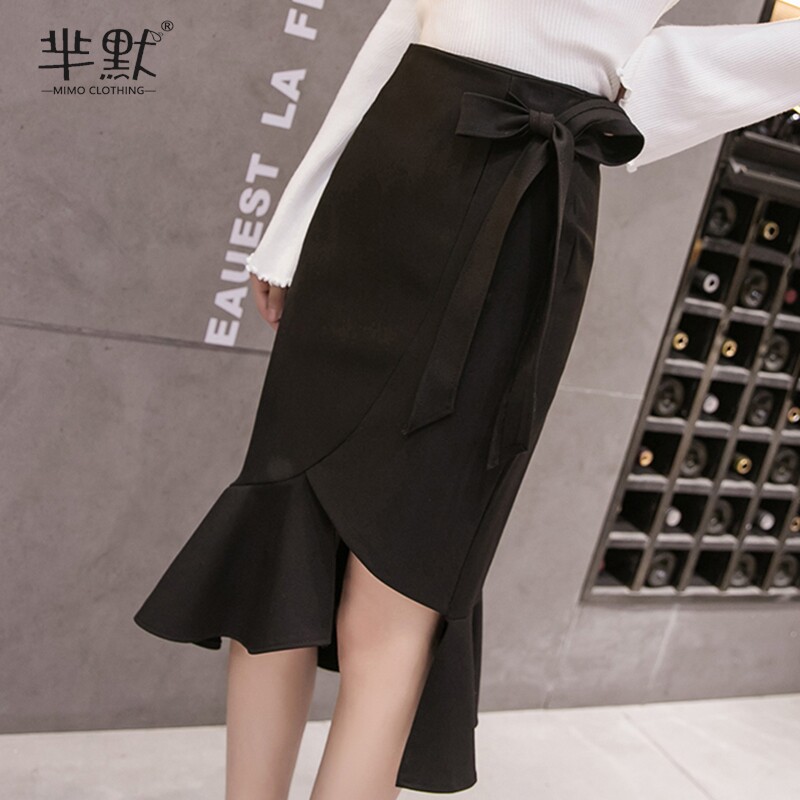 2020秋冬装新款OL时尚鱼尾裙中裙红色荷叶边半身裙高腰不规则包臀|msdalam kategori Butik wanita / wanita, skirt - dari Buy2taobao.com untuk memberikan perkhidmatan ejen Taobao profesional membeli