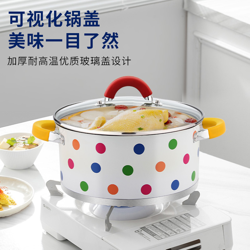 304不锈钢双耳汤锅燃气灶电磁炉