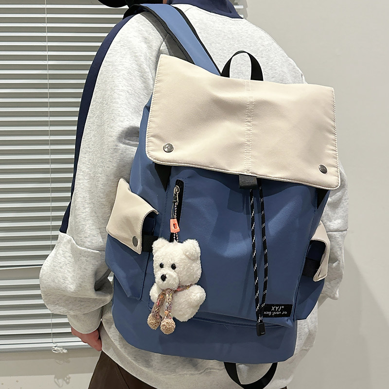 撞色翻盖防水双肩包男女大容量休闲旅行高颜值背包大学生减负书包,箱包皮具/热销女包/男包,双肩背包,淘宝优惠券,粉丝福利购,淘宝优惠卷