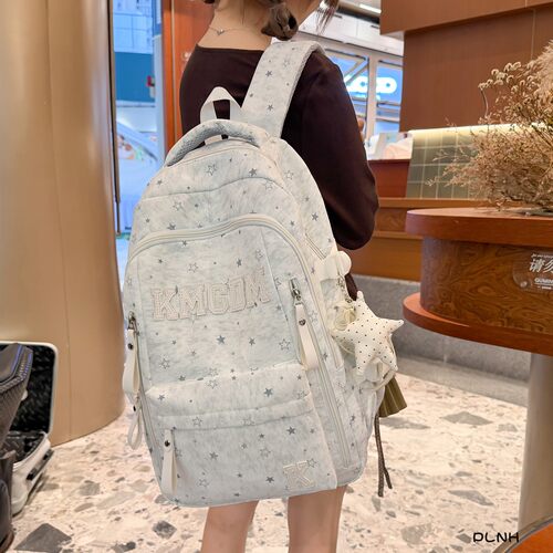 星星印花大容量防水双肩包