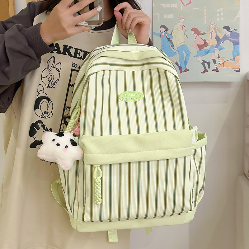 日系ins条纹迷你背包女高中学生百搭初中生大容量双肩包少女书包