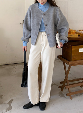 3th Morning 法式气质小香风复古羊毛小个子双面呢外套ZY1075