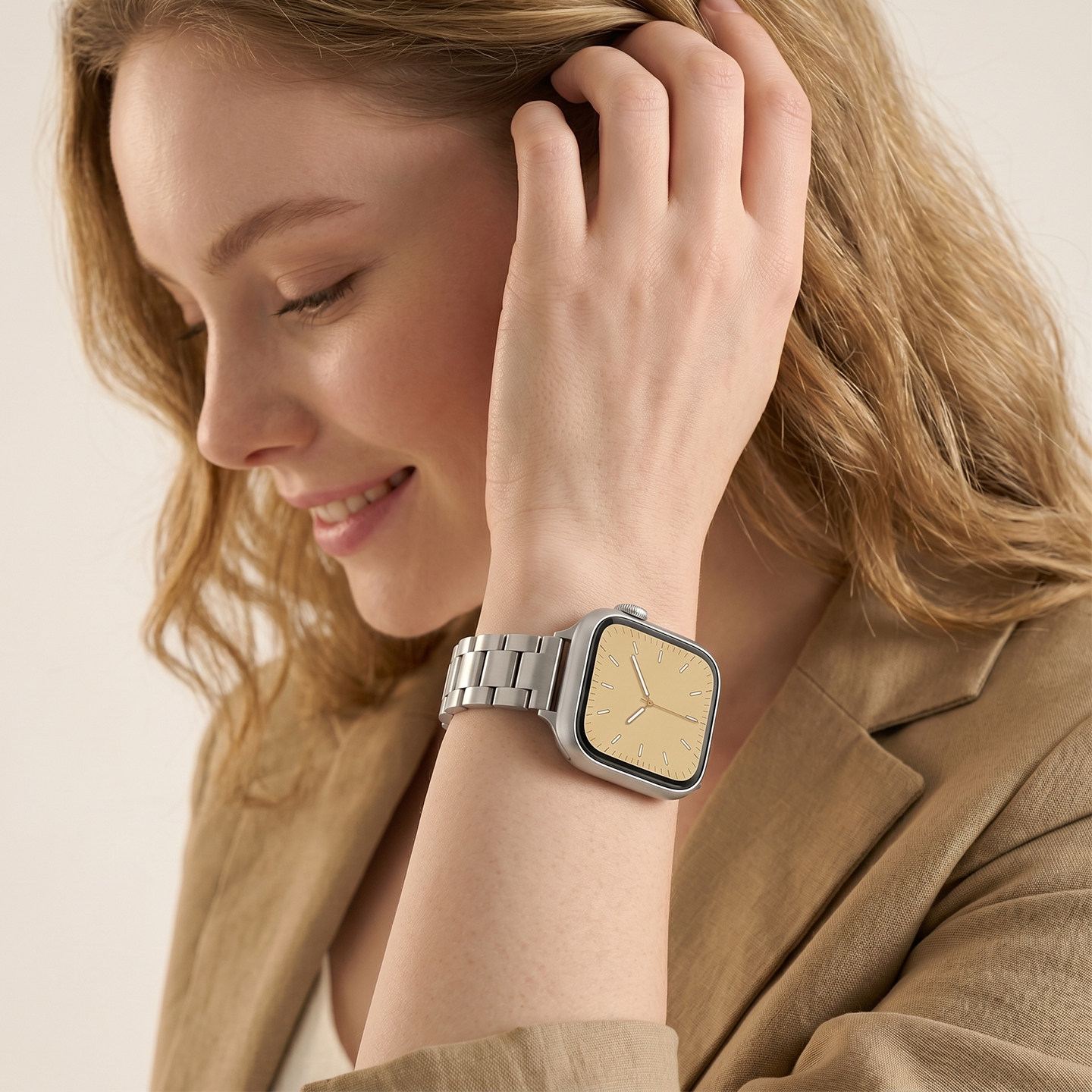 美国switcheasy适用于苹果applewatch不锈钢金属表带简约精致百搭s11/10/9代蝴蝶扣不易松脱低调