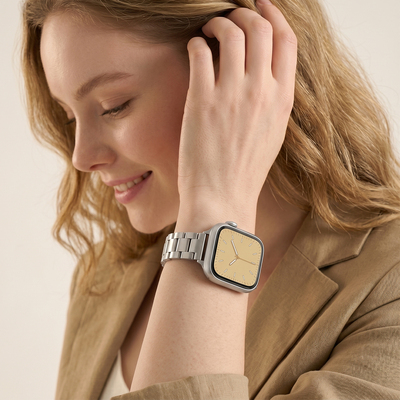 美国switcheasy适用于苹果applewatch不锈钢金属表带简约精致百搭s11/10/9代蝴蝶扣不易松脱低调