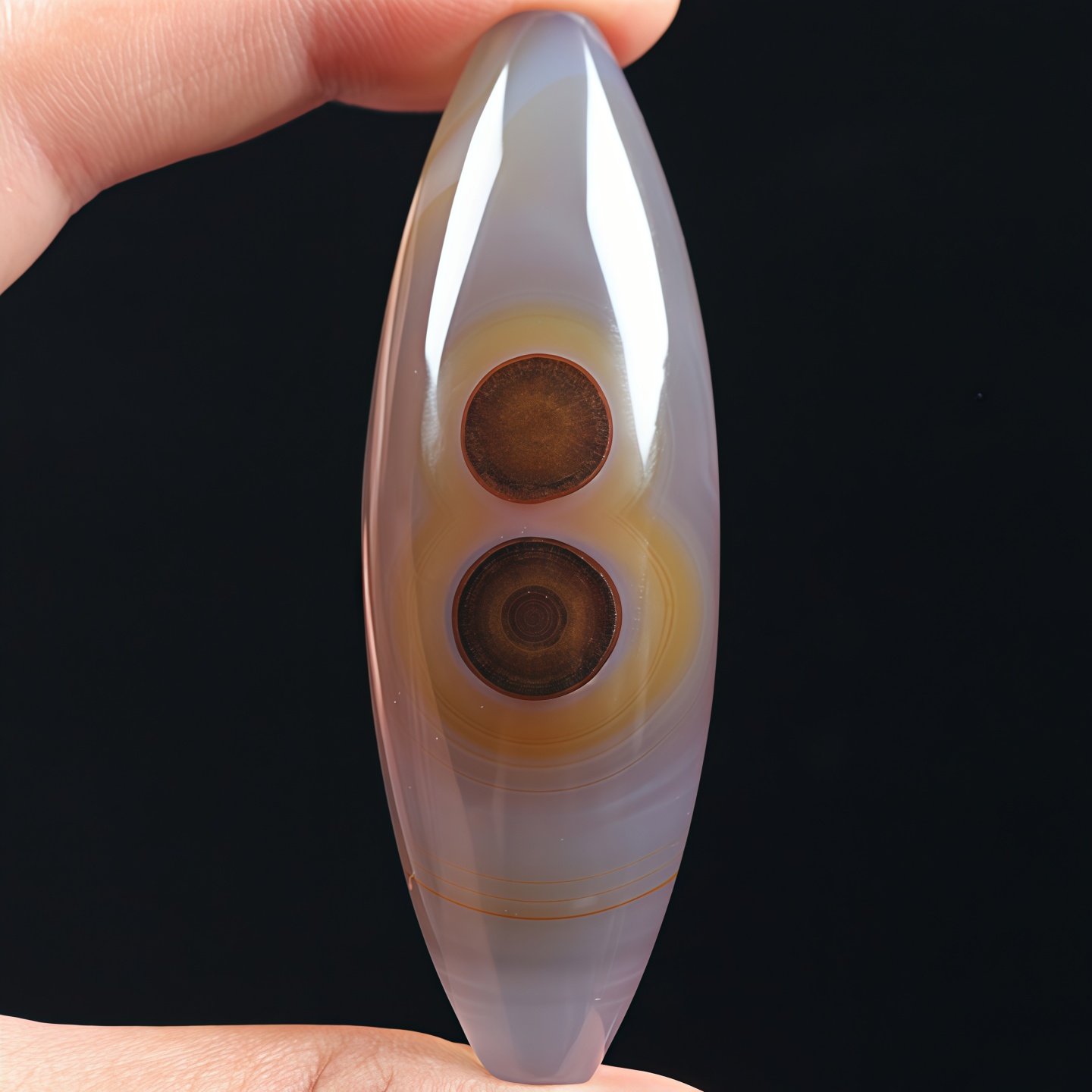 巴西玛瑙毛毛眼珠子吊坠巴玉二眼锁骨挂件